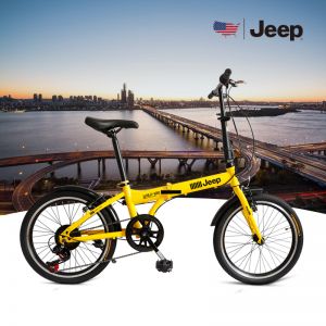 J-普区包邮 JEEP吉普城市休闲折叠单车20寸6速便携通勤折叠山地自行车 学生车JFT2011 明黄色