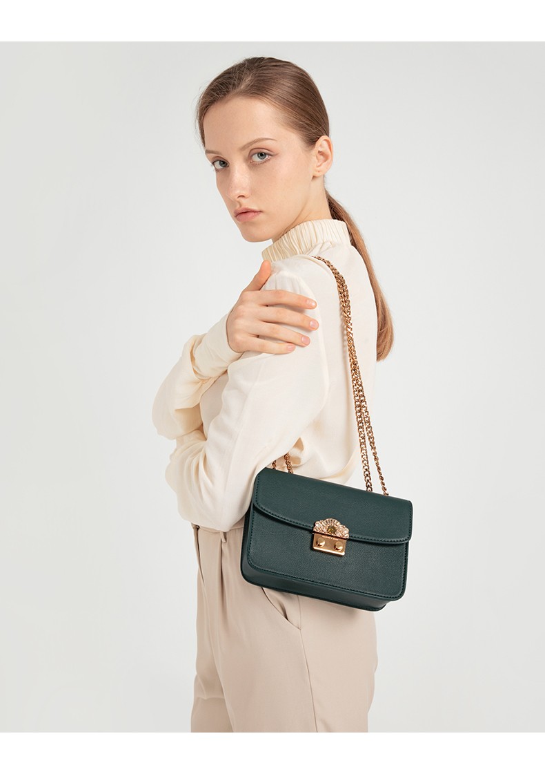 charles&keith小方包ck2-70780765金属链条半宝石饰女士单肩包 rose